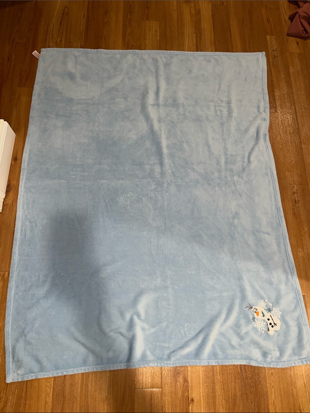 Disney Light Blue Plush Throw with Embroidered Snowman